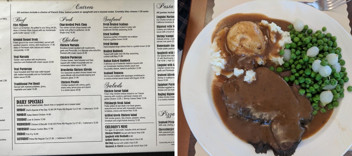 Tomasso's Menu